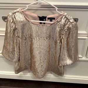 Rose gold sequined top with bow tie back
